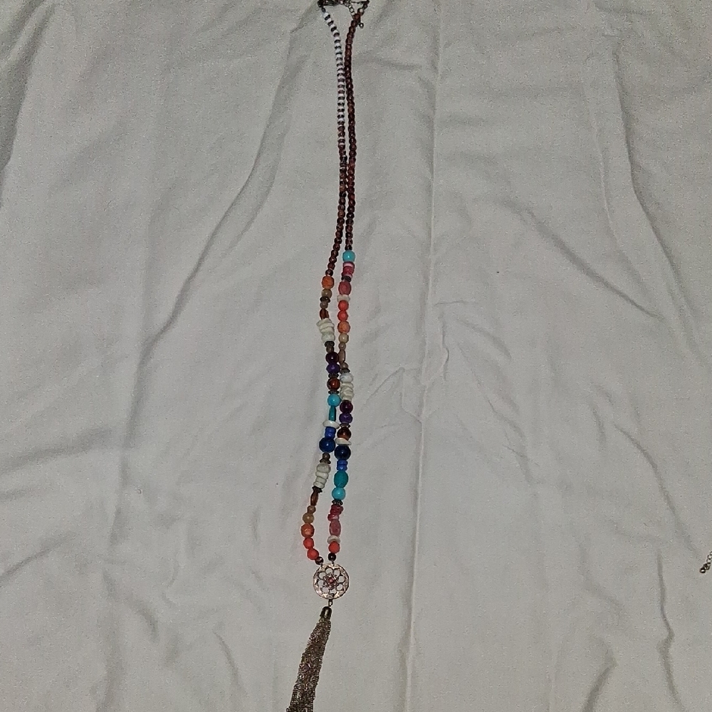 Vibrant Beaded Necklace with Tassel